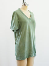 Overdyed Sage Green V Neck Tee T-shirt arcadeshops.com