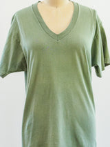 Overdyed Sage Green V Neck Tee T-shirt arcadeshops.com