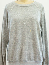 Paint Stained Heather Grey Long Sleeve Sweatshirt T-shirt arcadeshops.com