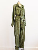 Army Green Zippered Flight Suit Jumpsuit arcadeshops.com