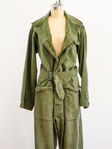 Army Green Zippered Flight Suit Jumpsuit arcadeshops.com