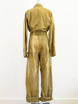 Army Green Zippered Flight Suit Jumpsuit arcadeshops.com