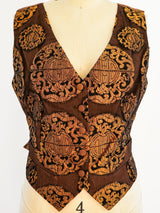 Jean Paul Gaultier Copper Brocade Vest Top arcadeshops.com