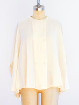 Double Breasted Cream Silk Blouse Top arcadeshops.com