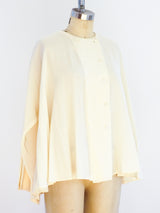 Double Breasted Cream Silk Blouse Top arcadeshops.com