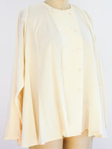 Double Breasted Cream Silk Blouse Top arcadeshops.com