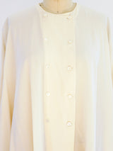 Double Breasted Cream Silk Blouse Top arcadeshops.com