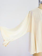 Double Breasted Cream Silk Blouse Top arcadeshops.com