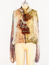Jean Paul Gaultier Printed Silk Chiffon Top Top arcadeshops.com