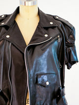 Short Sleeved Leather Motorcycle Jacket Jacket arcadeshops.com
