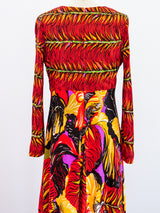 Tropical Leaf Print Jersey Dress Dress arcadeshops.com