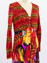 Tropical Leaf Print Jersey Dress Dress arcadeshops.com