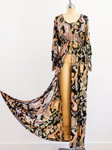 Geometric Printed Wrap Duster Dress arcadeshops.com