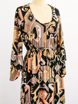 Geometric Printed Wrap Duster Dress arcadeshops.com