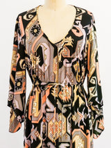Geometric Printed Wrap Duster Dress arcadeshops.com