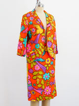 1960's Floral Print Skirt Suit Two Piece arcadeshops.com