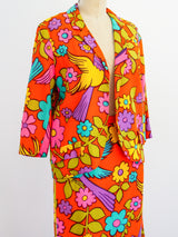1960's Floral Print Skirt Suit Two Piece arcadeshops.com