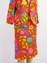 1960's Floral Print Skirt Suit Two Piece arcadeshops.com