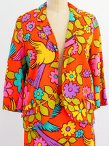 1960's Floral Print Skirt Suit Two Piece arcadeshops.com