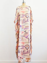 Abstract Airbrush Print Satin Caftan Two Piece arcadeshops.com
