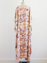 Abstract Airbrush Print Satin Caftan Two Piece arcadeshops.com