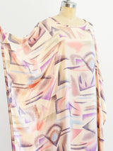 Abstract Airbrush Print Satin Caftan Two Piece arcadeshops.com