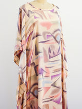 Abstract Airbrush Print Satin Caftan Two Piece arcadeshops.com