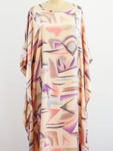 Abstract Airbrush Print Satin Caftan Two Piece arcadeshops.com