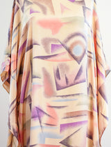 Abstract Airbrush Print Satin Caftan Two Piece arcadeshops.com