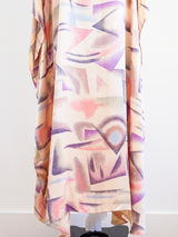 Abstract Airbrush Print Satin Caftan Two Piece arcadeshops.com