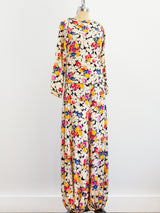 Galanos Silk Floral Jumpsuit Jumpsuit arcadeshops.com