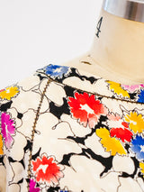 Galanos Silk Floral Jumpsuit Jumpsuit arcadeshops.com