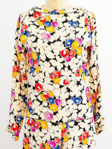 Galanos Silk Floral Jumpsuit Jumpsuit arcadeshops.com