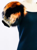 Ferre Knit Top with Fur Sleeves Top arcadeshops.com