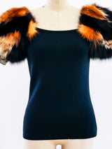Ferre Knit Top with Fur Sleeves Top arcadeshops.com