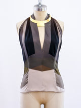Gucci Silk Halter with Goldtone Collar Top arcadeshops.com