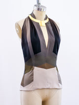Gucci Silk Halter with Goldtone Collar Top arcadeshops.com