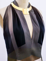 Gucci Silk Halter with Goldtone Collar Top arcadeshops.com