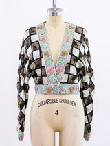 Checked Sequin Cropped Jacket Jacket arcadeshops.com