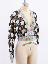 Checked Sequin Cropped Jacket Jacket arcadeshops.com