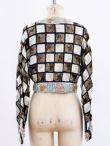 Checked Sequin Cropped Jacket Jacket arcadeshops.com