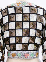 Checked Sequin Cropped Jacket Jacket arcadeshops.com