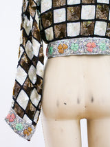 Checked Sequin Cropped Jacket Jacket arcadeshops.com