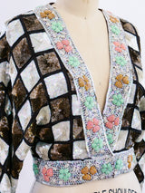 Checked Sequin Cropped Jacket Jacket arcadeshops.com