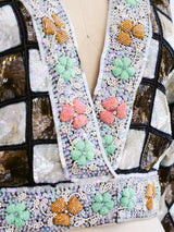 Checked Sequin Cropped Jacket Jacket arcadeshops.com