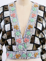 Checked Sequin Cropped Jacket Jacket arcadeshops.com