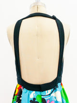 Psychedelic Floral Open Back Dress Dress arcadeshops.com