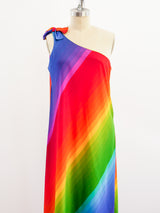 Rainbow Striped One Shoulder Dress Dress arcadeshops.com