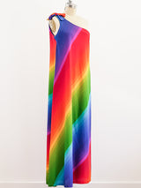 Rainbow Striped One Shoulder Dress Dress arcadeshops.com