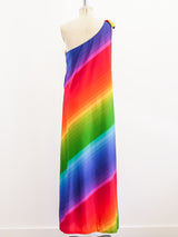 Rainbow Striped One Shoulder Dress Dress arcadeshops.com